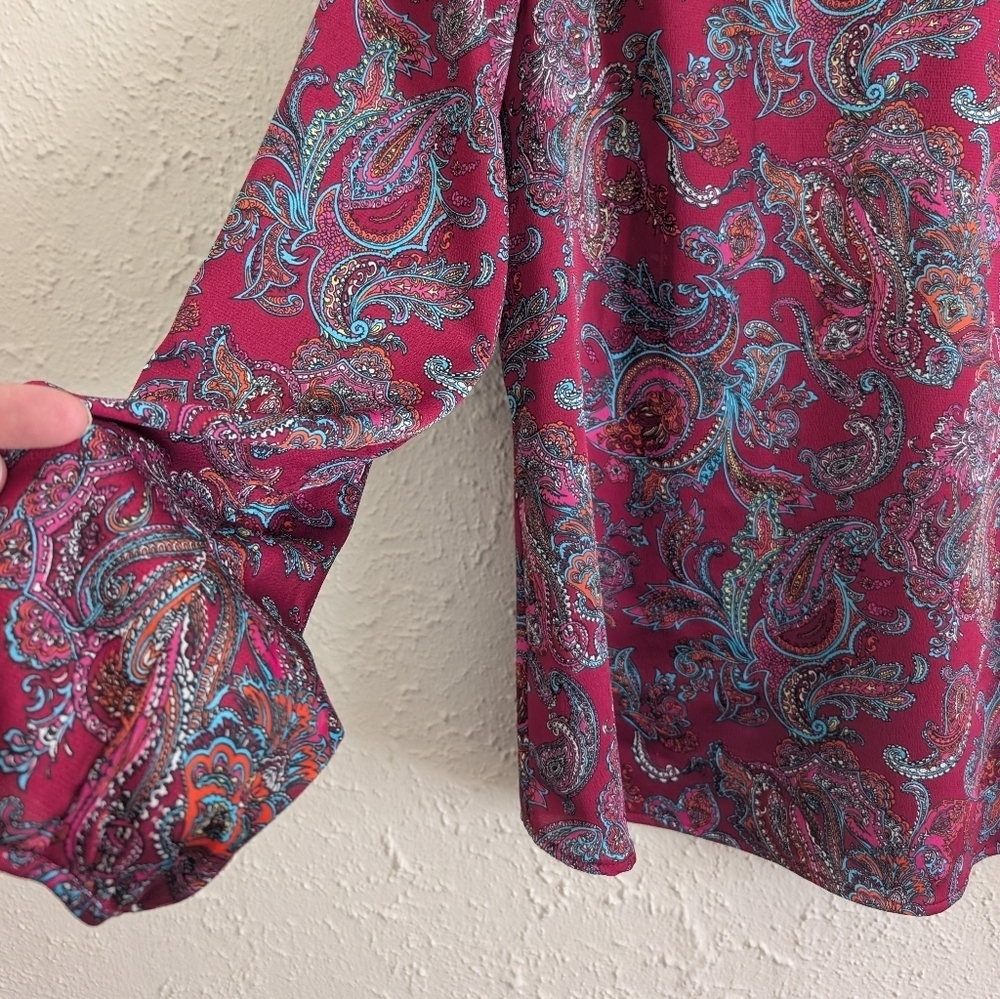 Talbots Paisley Ruffle Blouse - Picture 4 of 6